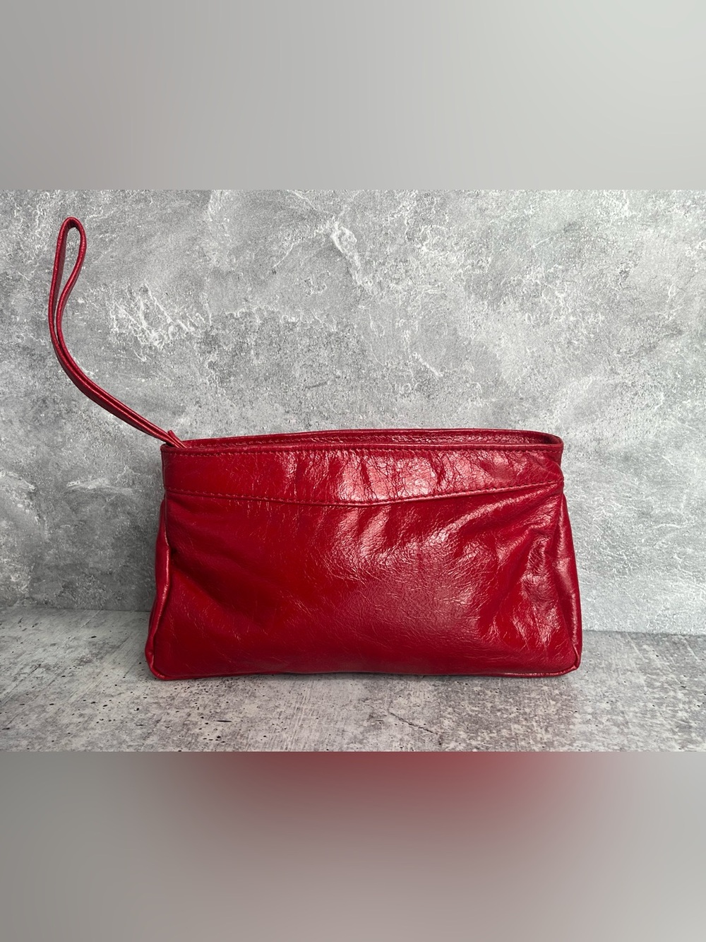 Latigo Red Leather Wristlet Clutch